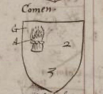 Comen arms — Ulster King of Arms manuscript page 83, c.1650